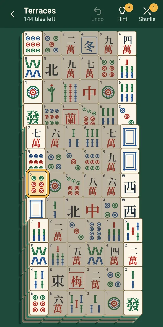 A full 144-tile board with one tile selected
